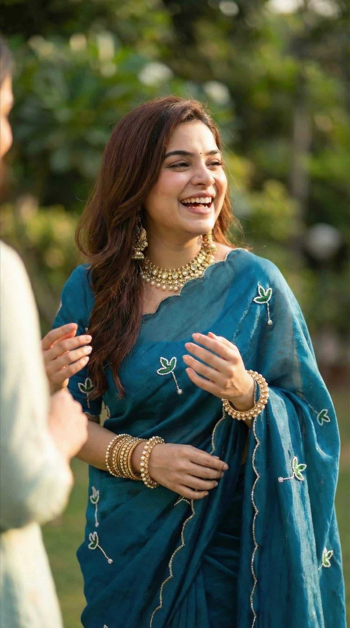 Space Silk Designer Saree in Sky Blue