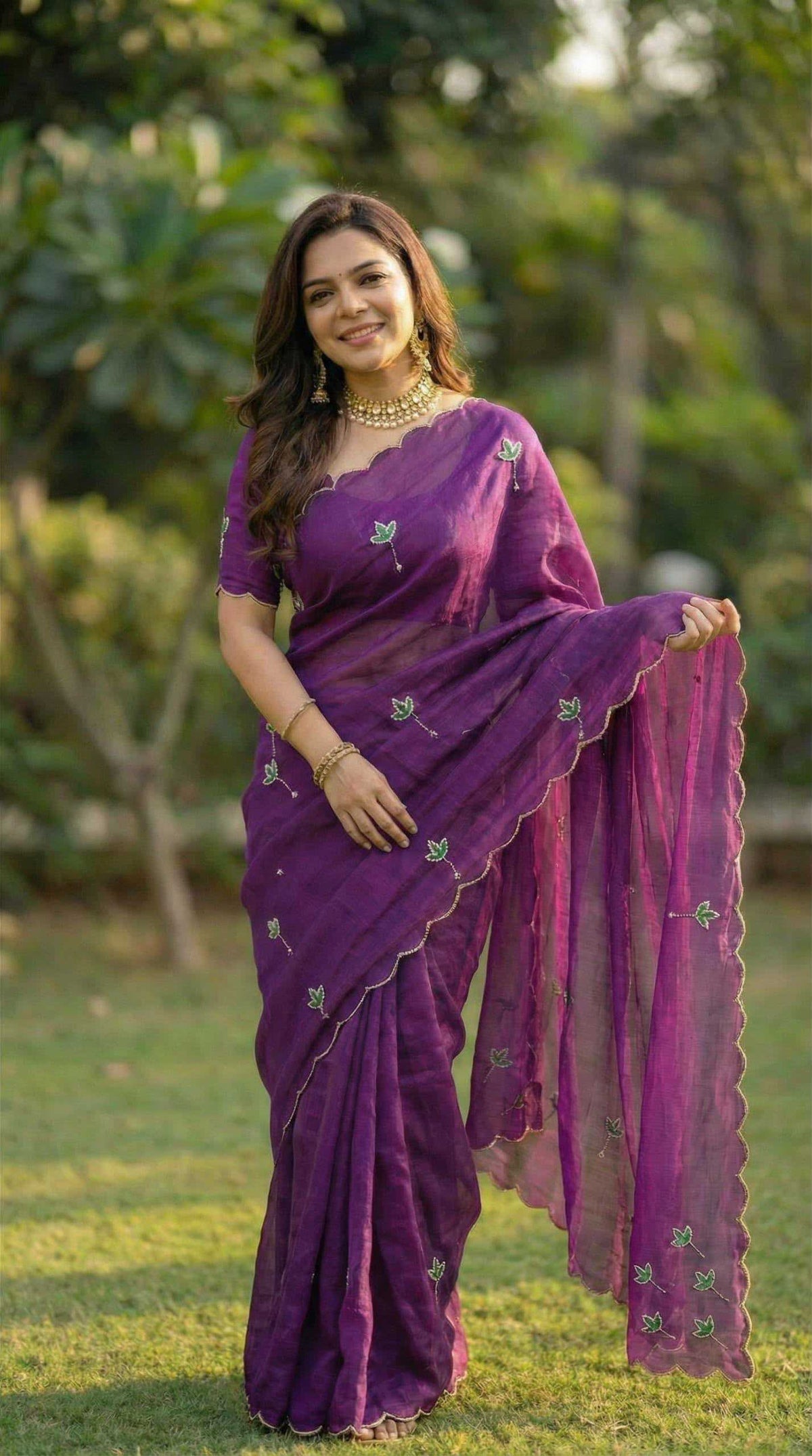 Space Silk Designer Saree in Sky Blue