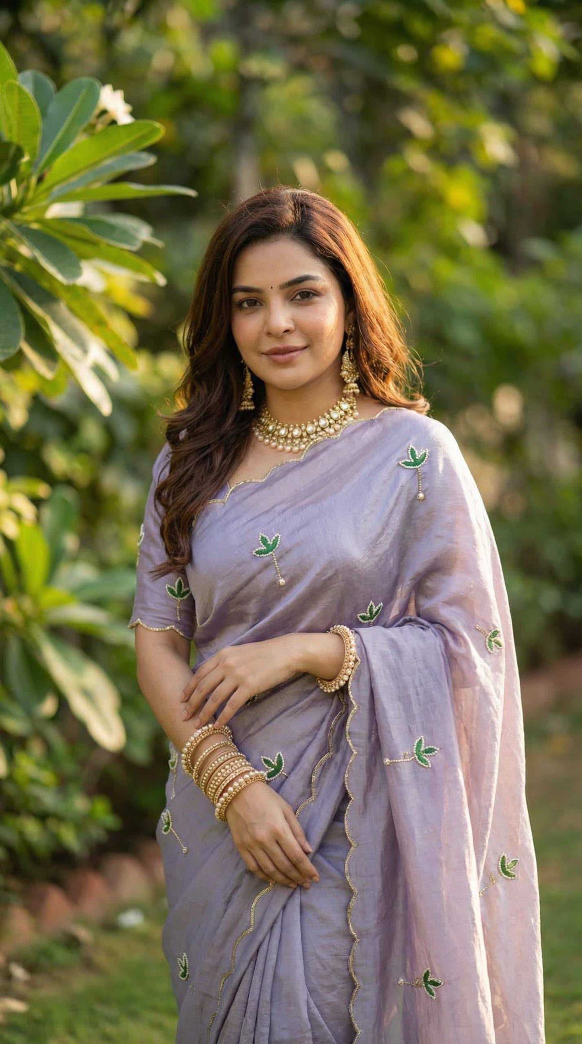 Space Silk Designer Saree in Sky Blue