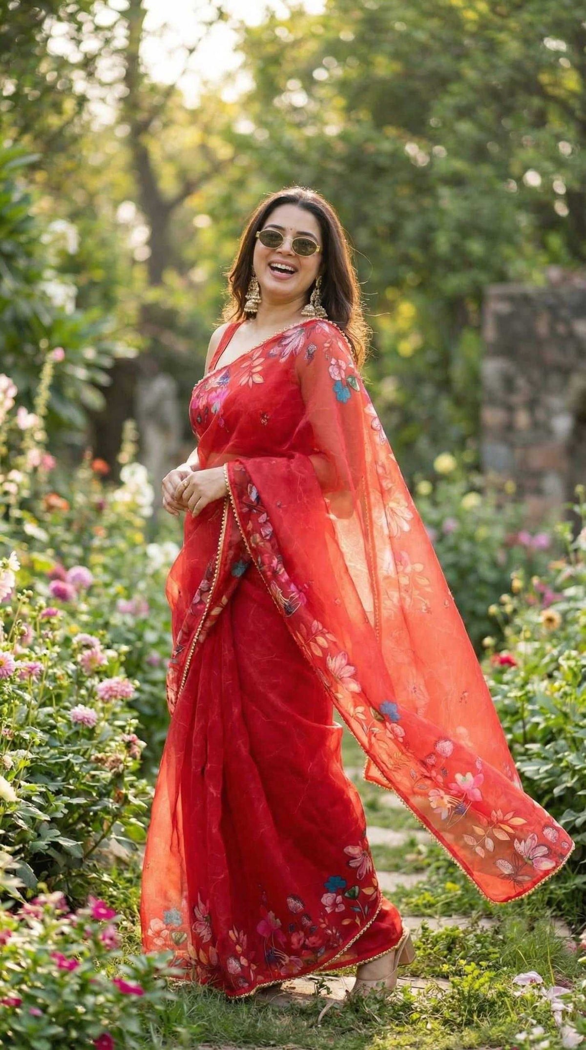 Georgette Printed Saree in Purple