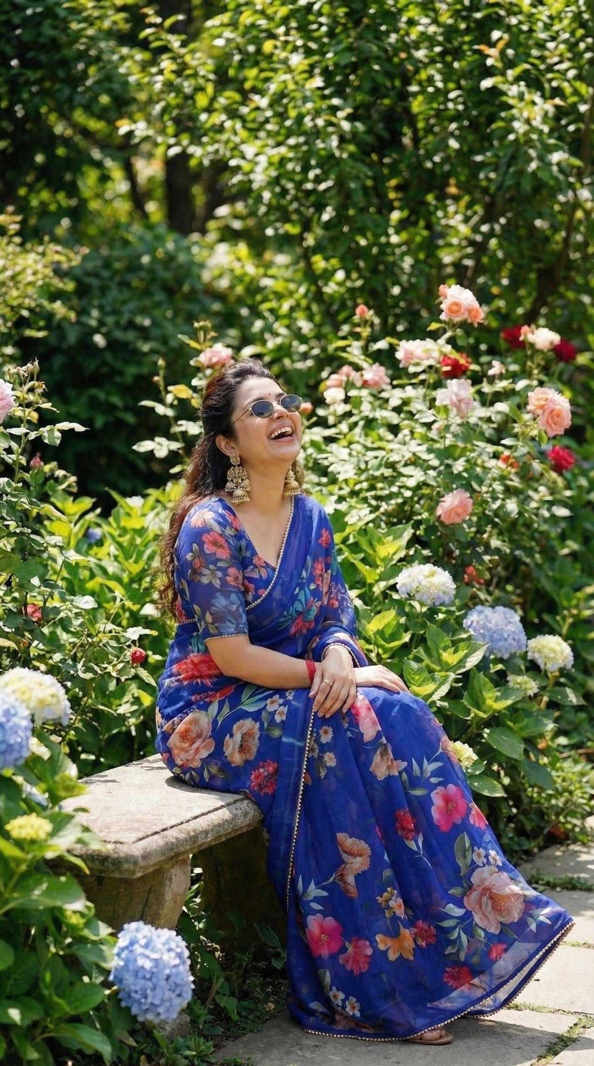 Georgette Printed Saree in Purple