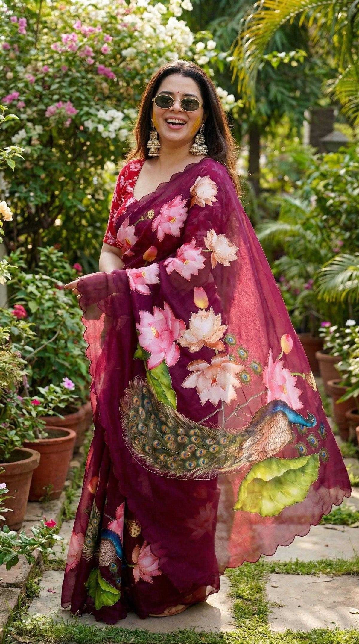 Georgette Fancy Saree in Pista