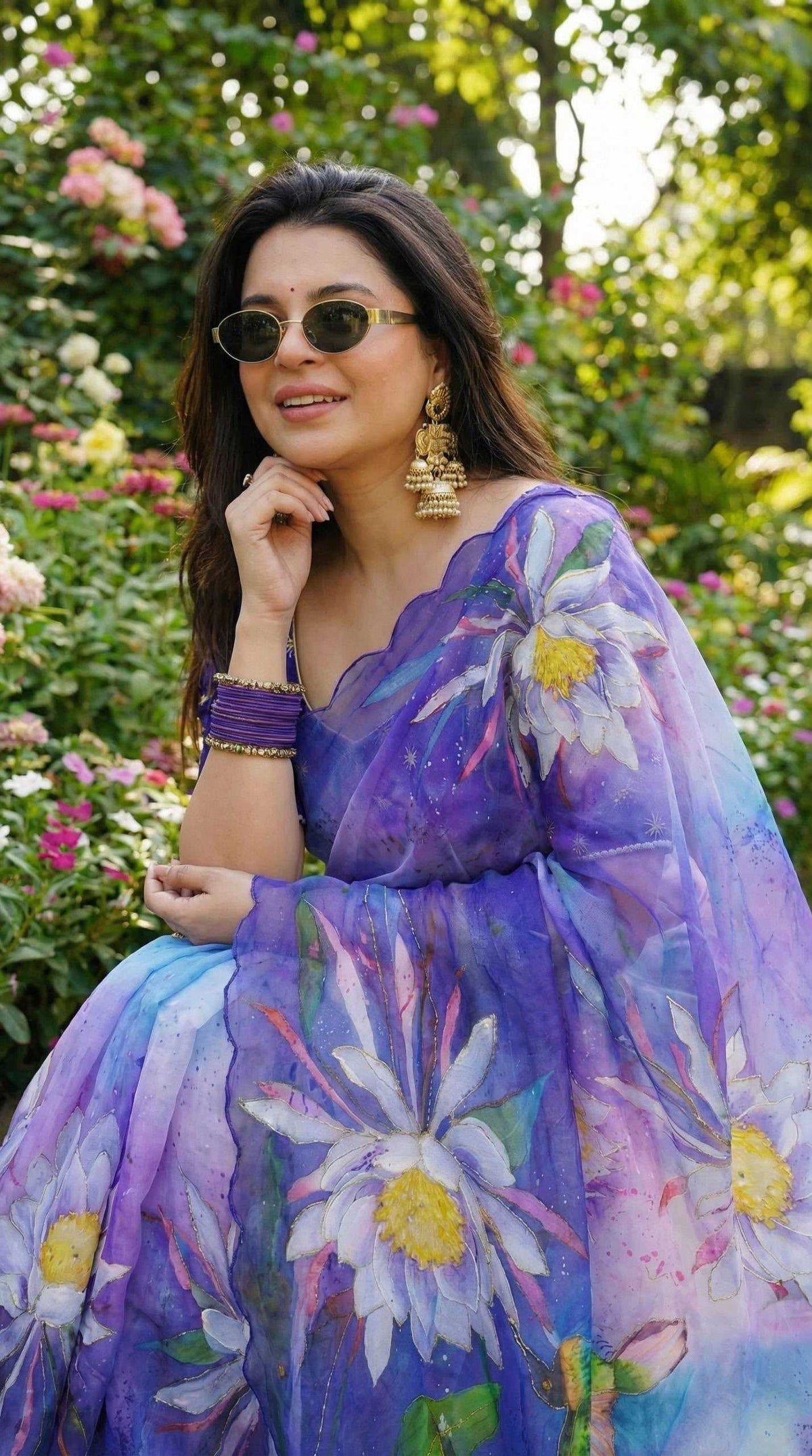 Georgette Fancy Saree in Sky Blue
