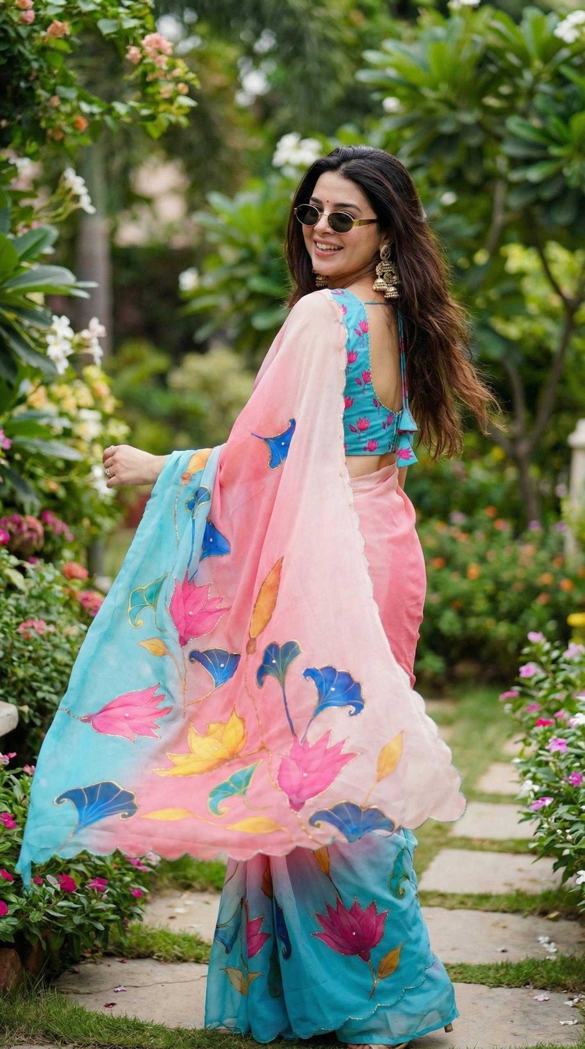 Georgette Fancy Saree in Blue