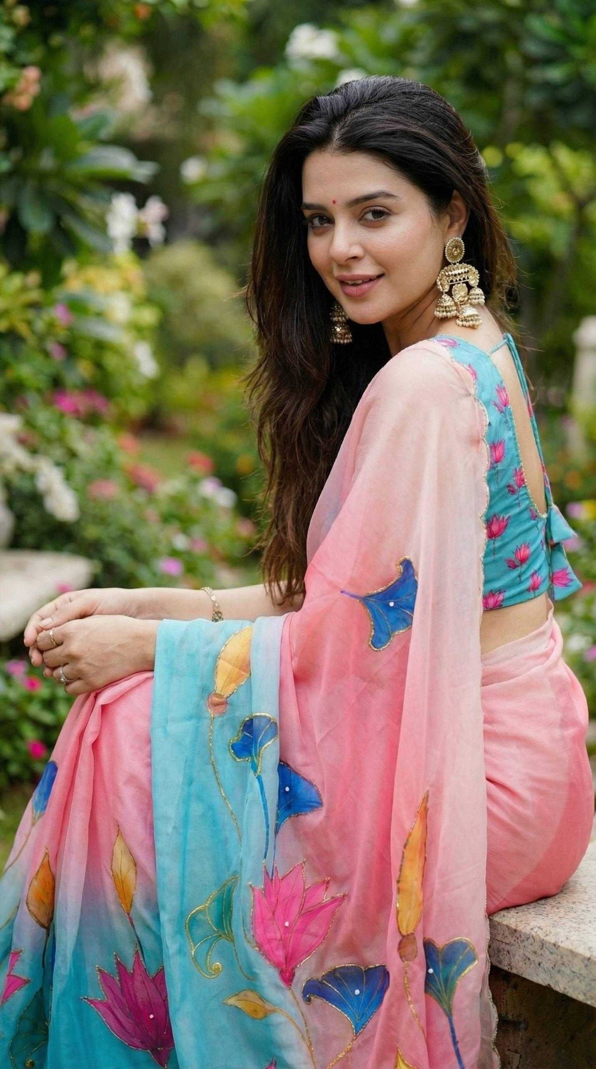 Georgette Fancy Saree in Blue