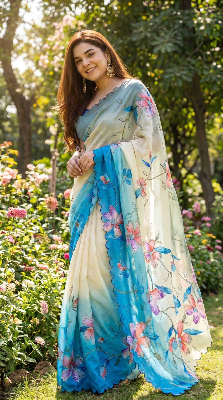 Georgette Designer Saree in Orange