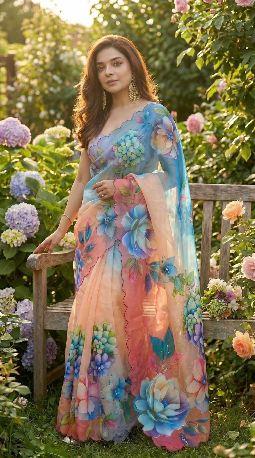 Georgette Designer Saree in Orange