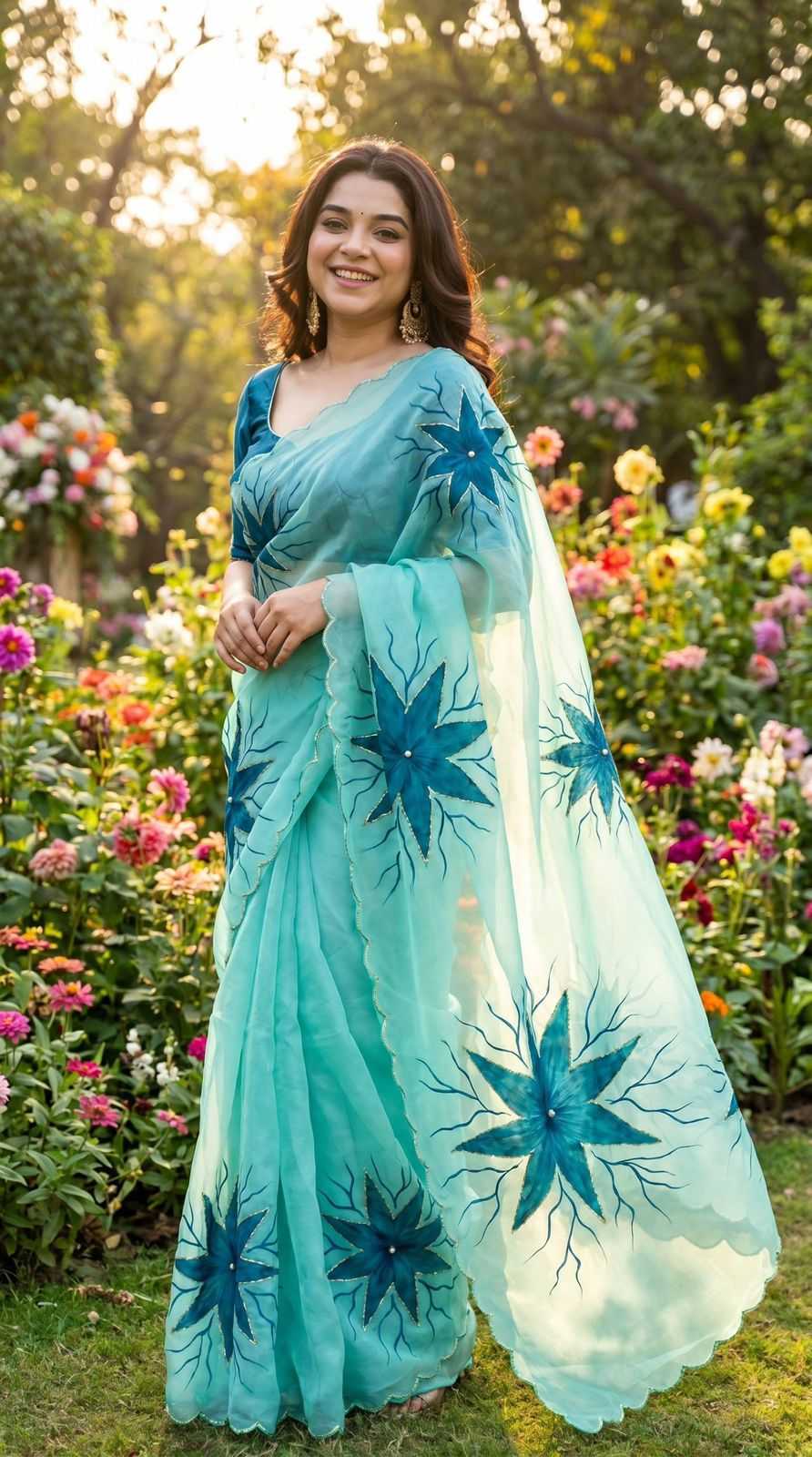 Georgette Designer Saree in Orange