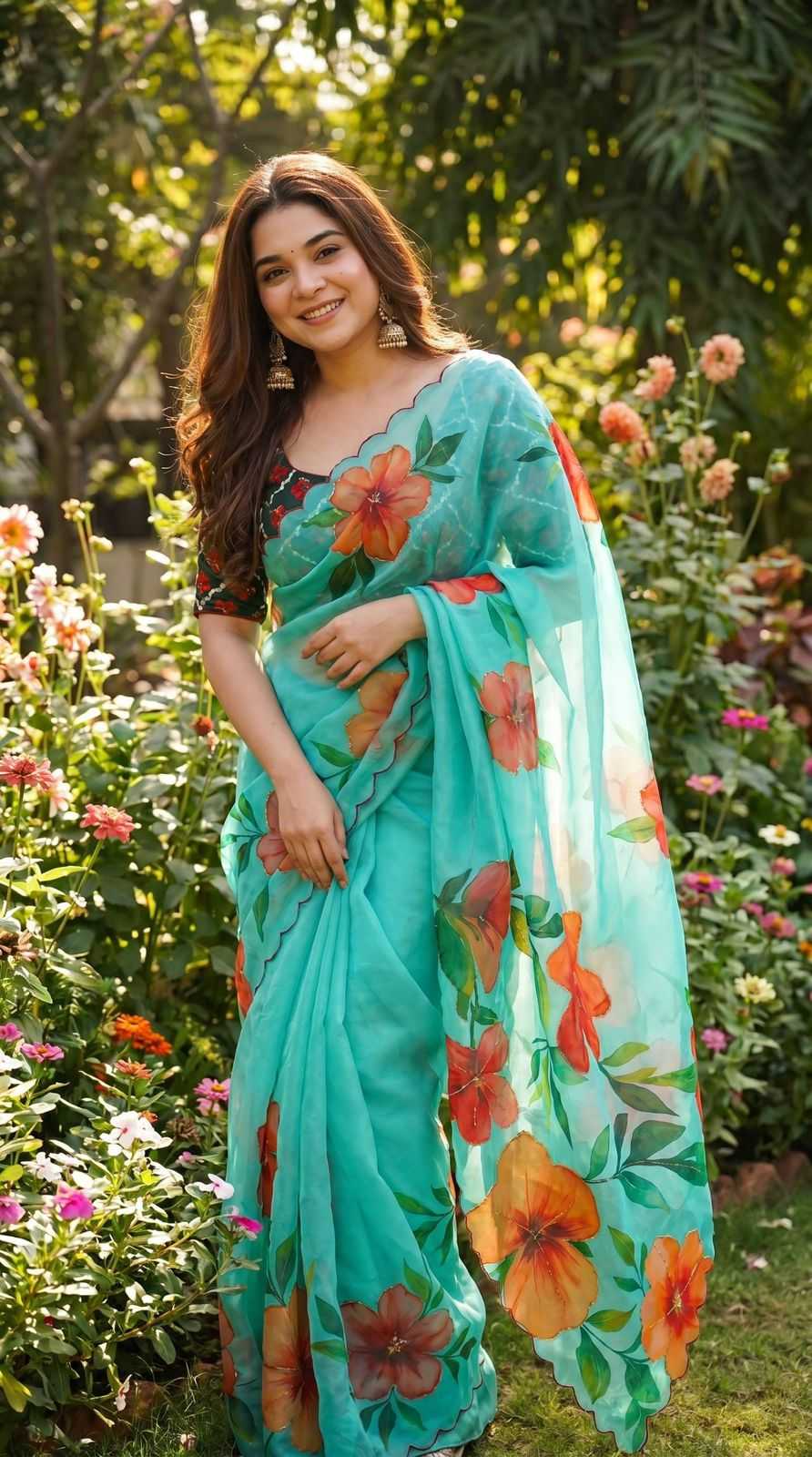 Georgette Designer Saree in Orange