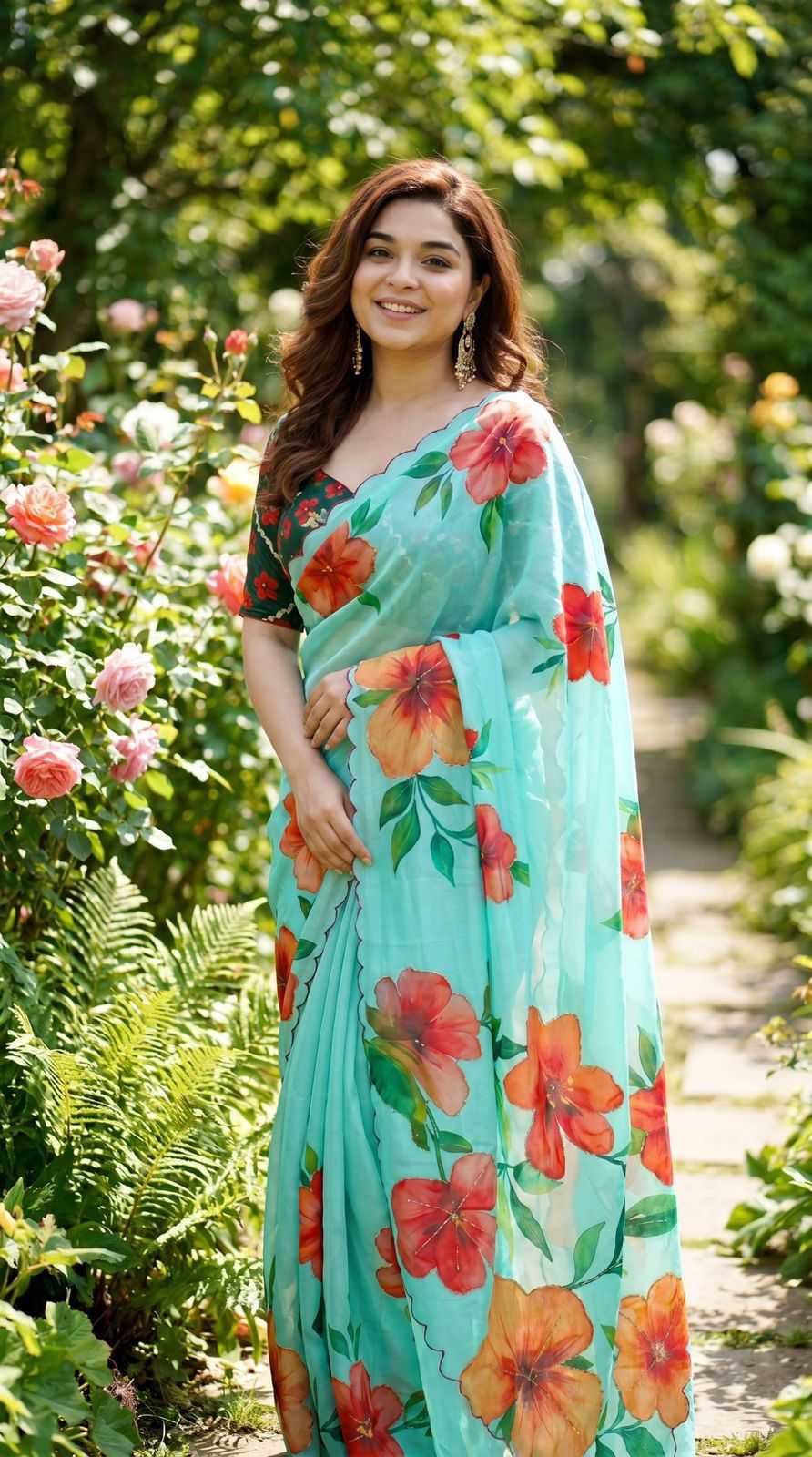 Georgette Designer Saree in Orange