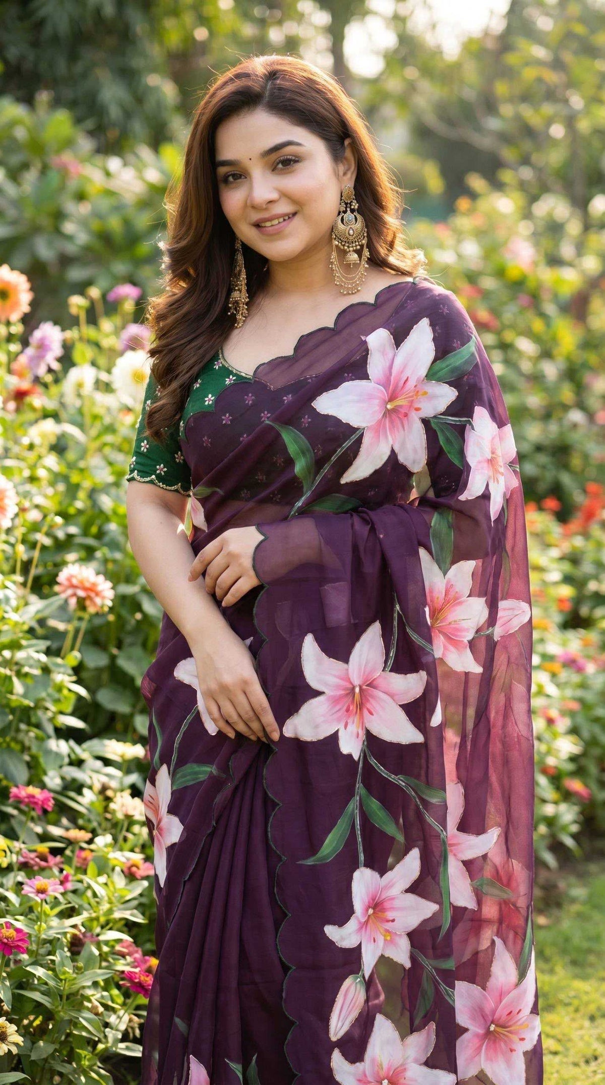 Georgette Fancy Saree in Off White