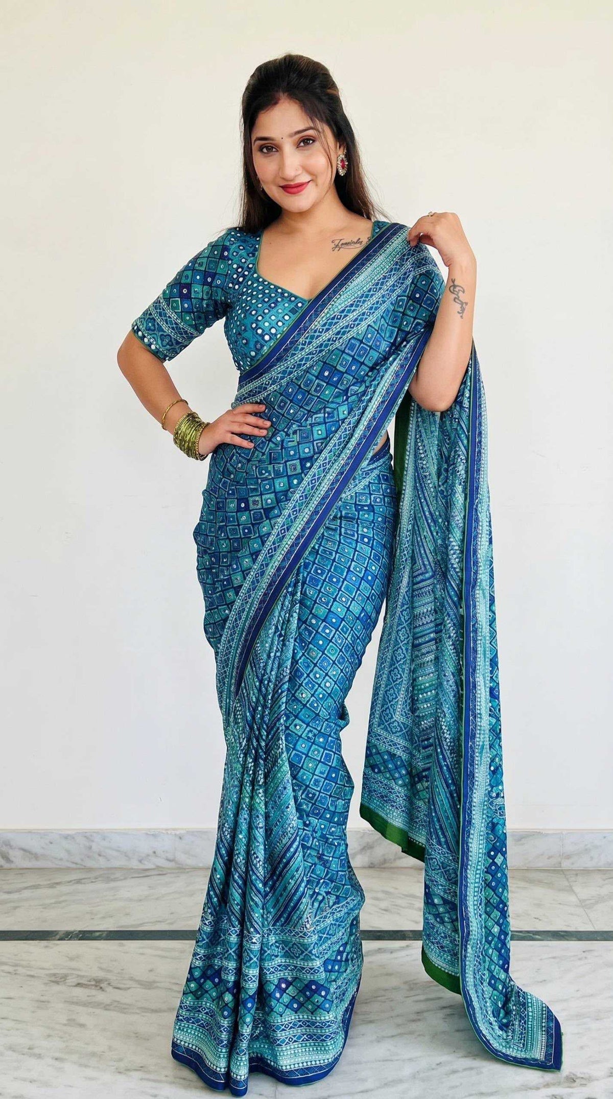 Chinon Printed Saree