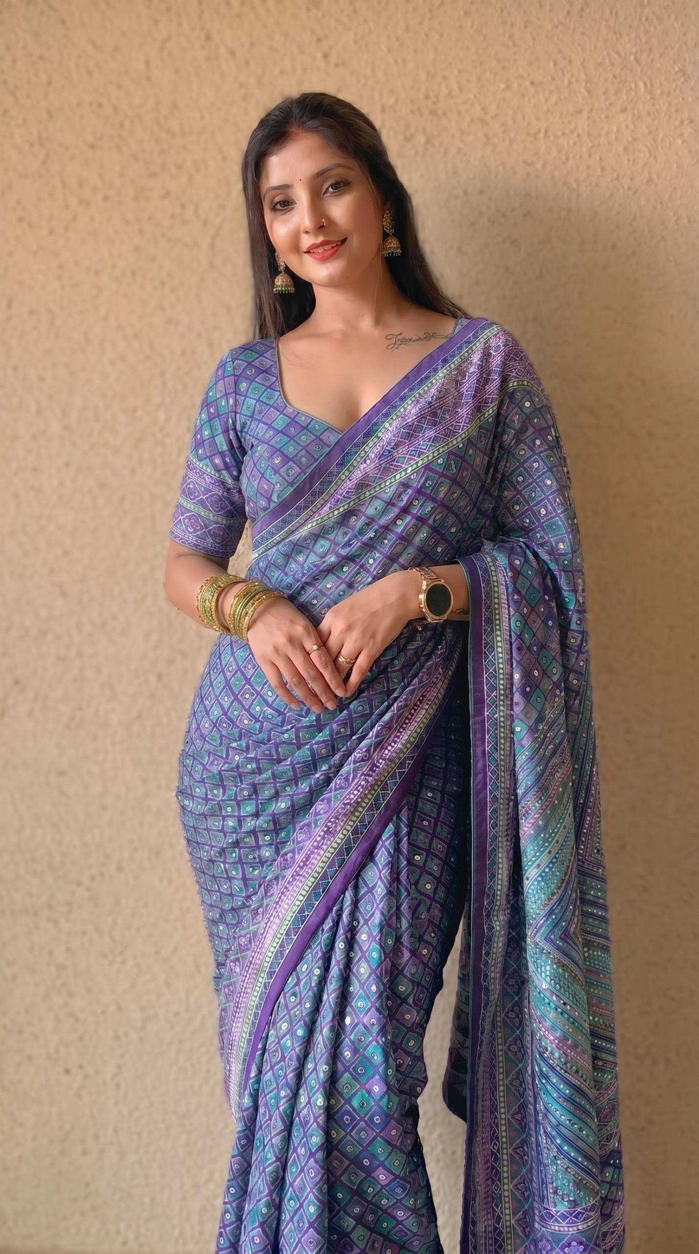 Chinon Printed Saree