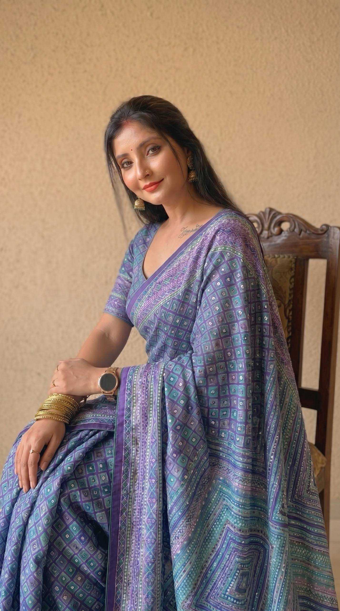 Chinon Printed Saree