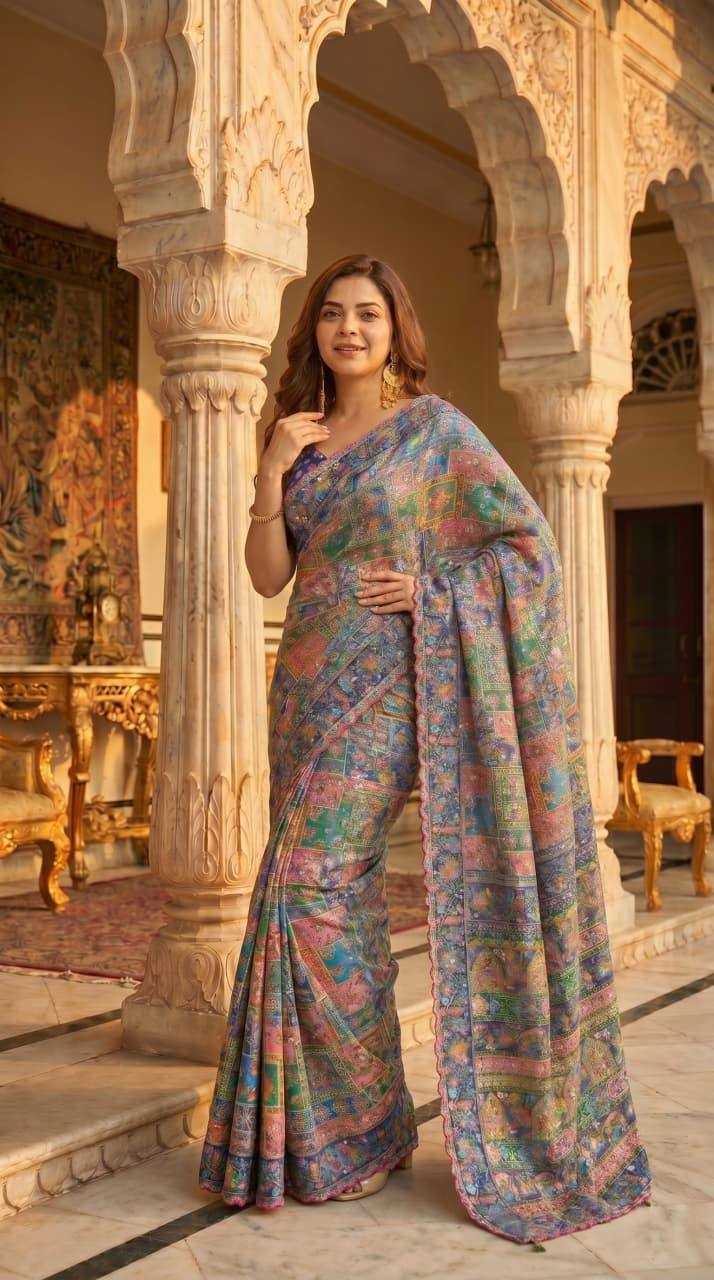 Chinon Printed Saree