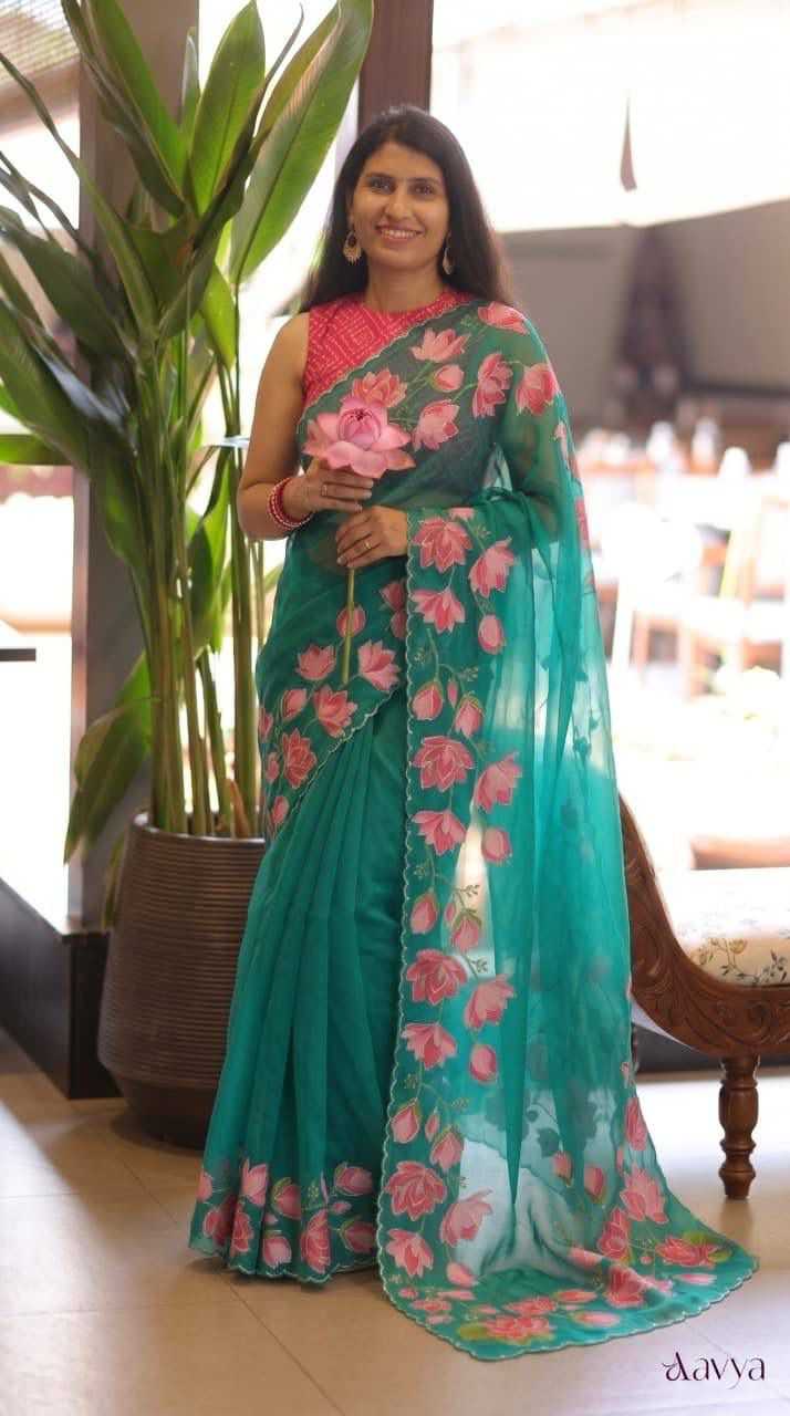 Georgette Fancy Saree in Yellow