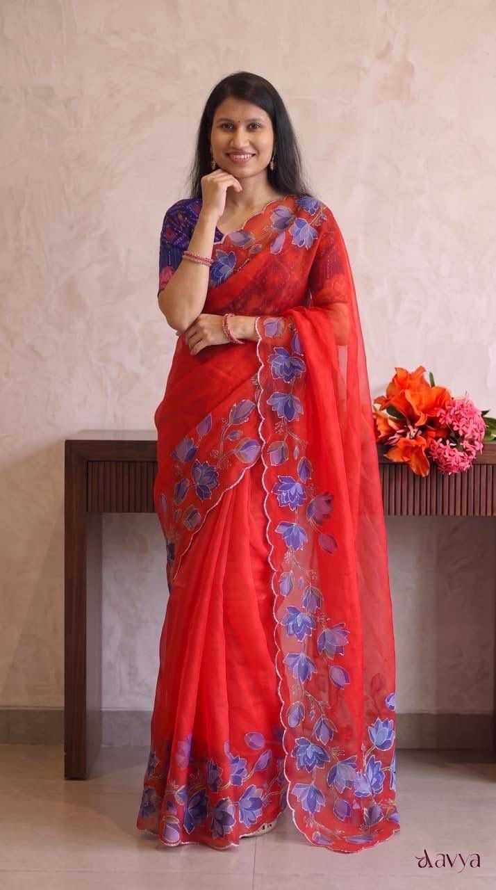 Georgette Fancy Saree in Yellow