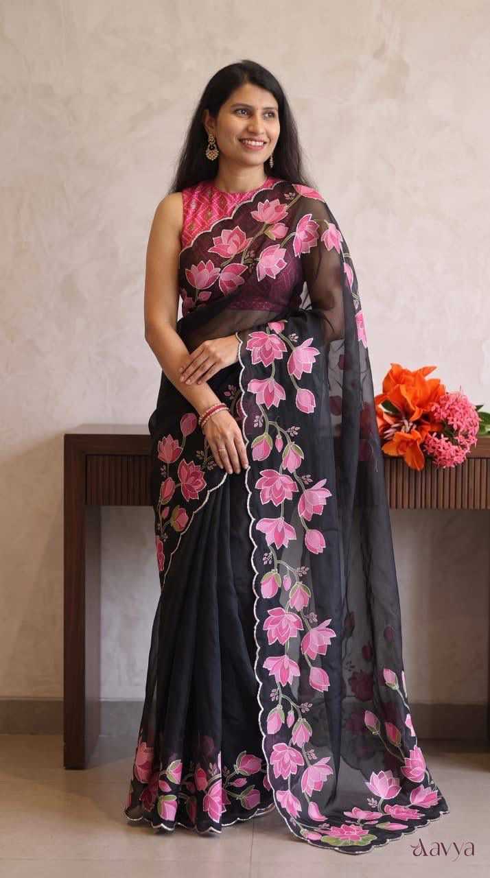 Georgette Fancy Saree in Yellow