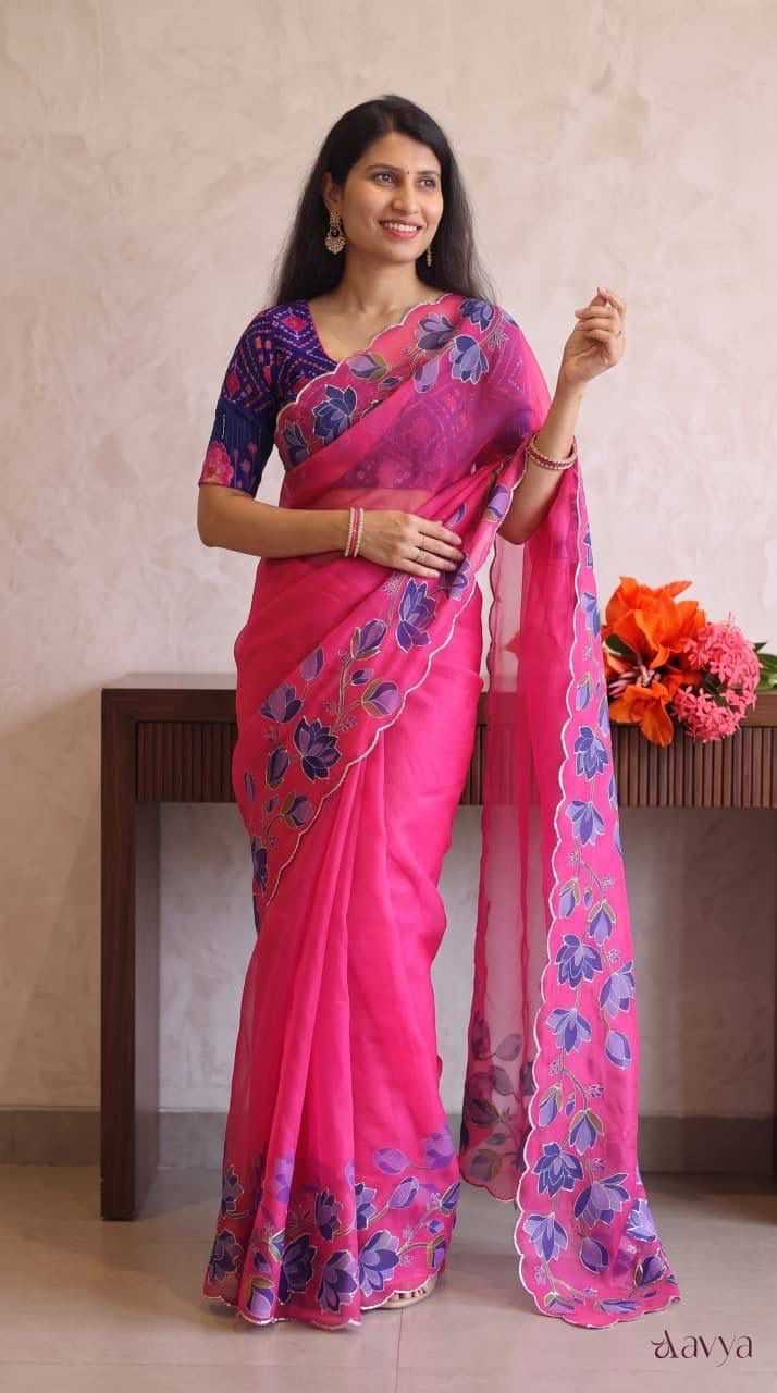 Georgette Fancy Saree in Yellow