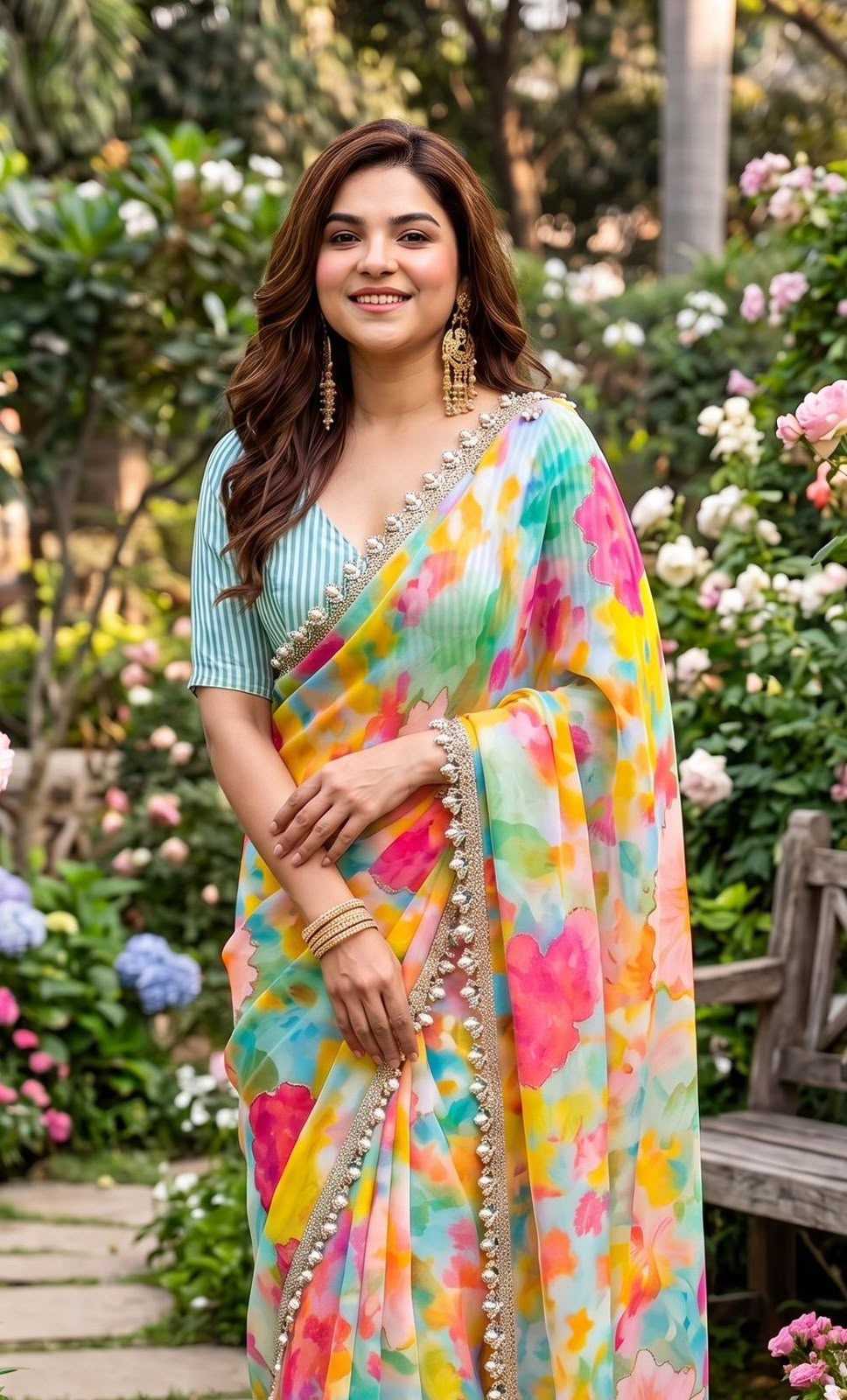 Georgette Fancy Saree in White
