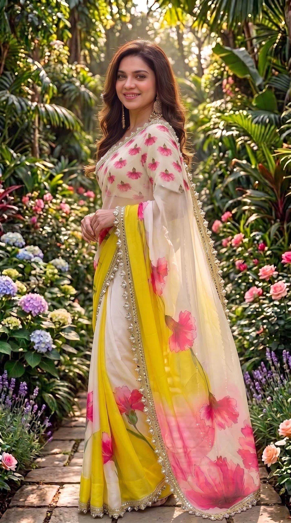 Georgette Fancy Saree in White