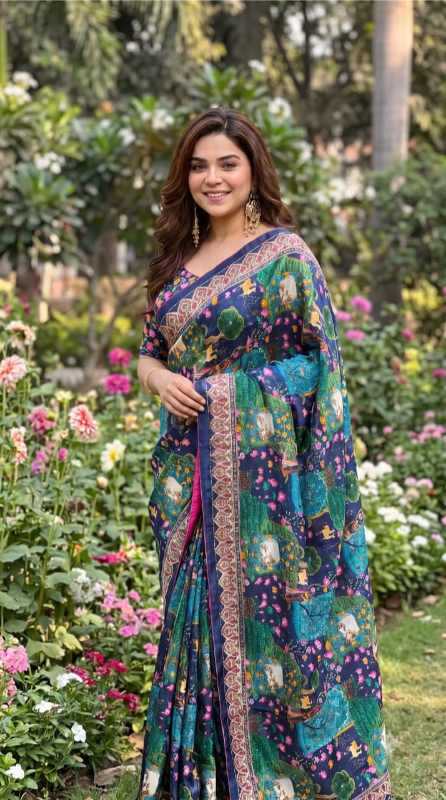 Chinon Silk Designer Saree in Yellow