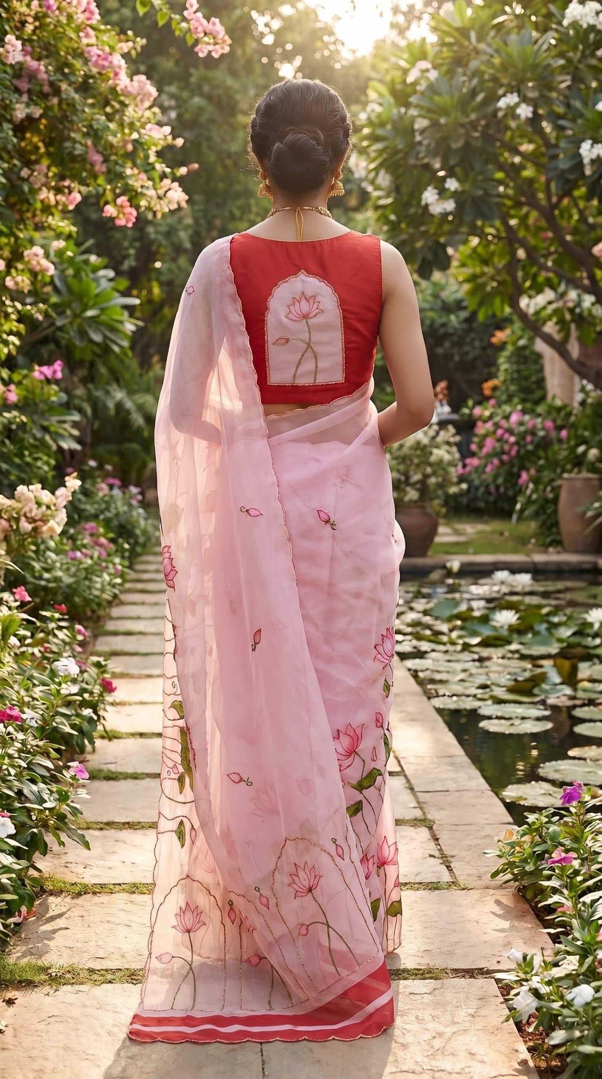 Georgette Printed Saree in Sky