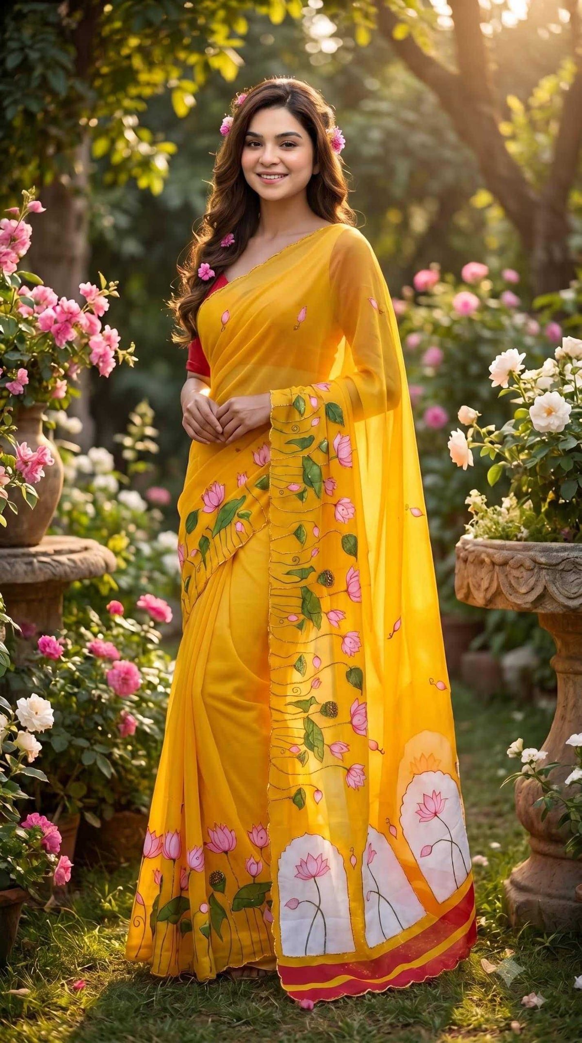 Georgette Printed Saree in Sky