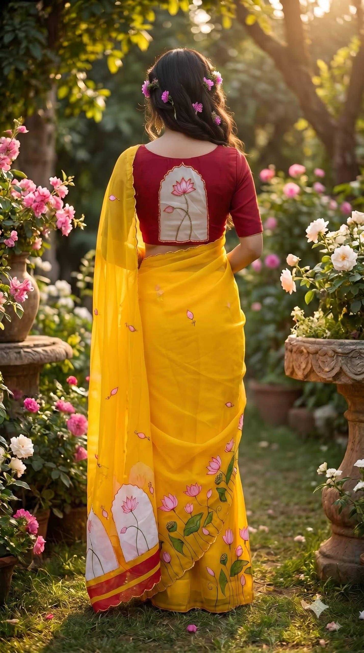 Georgette Printed Saree in Sky