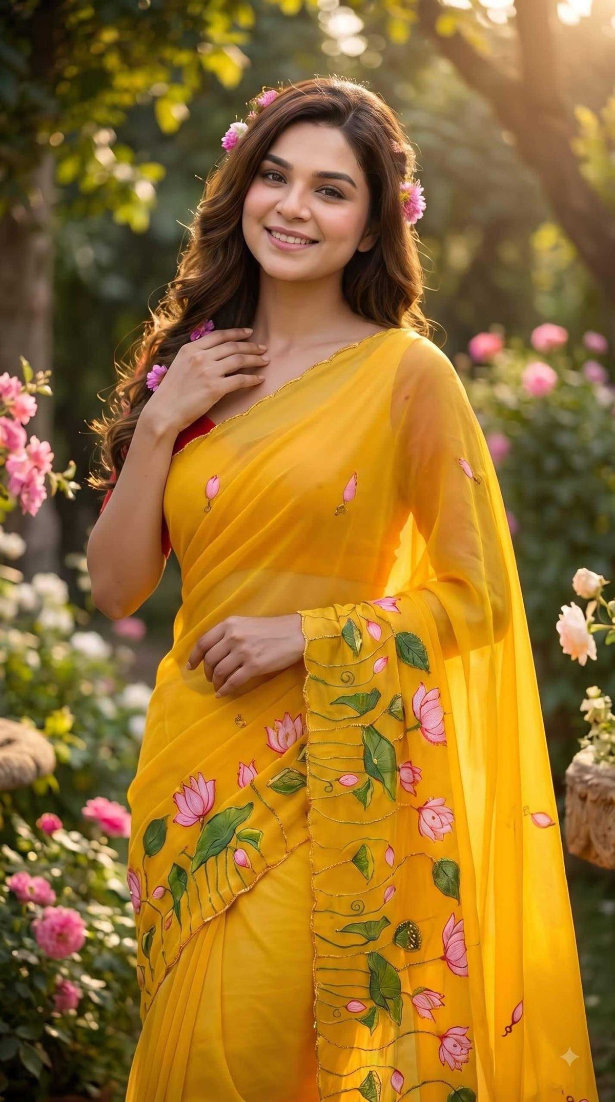 Georgette Printed Saree in Sky