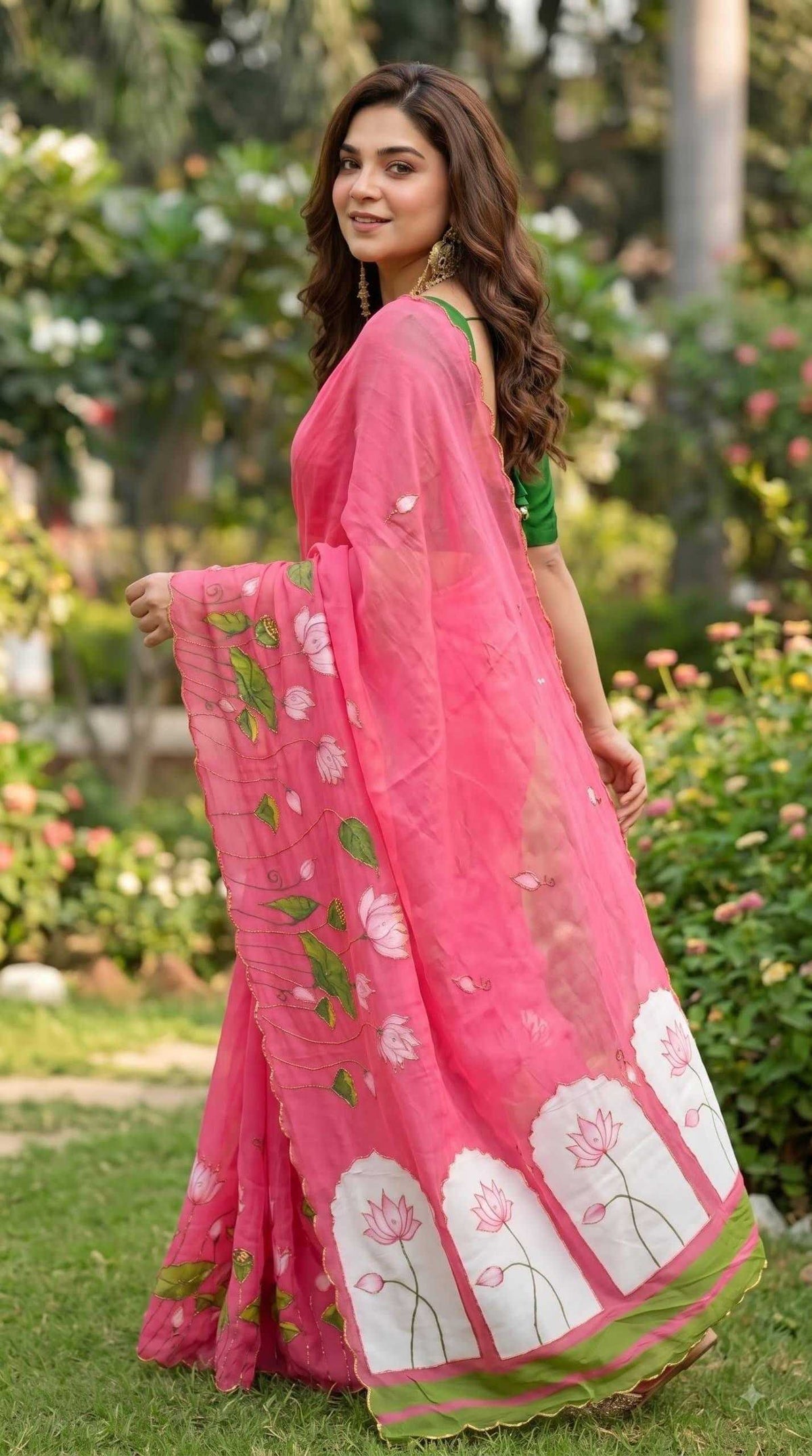 Georgette Printed Saree in Sky