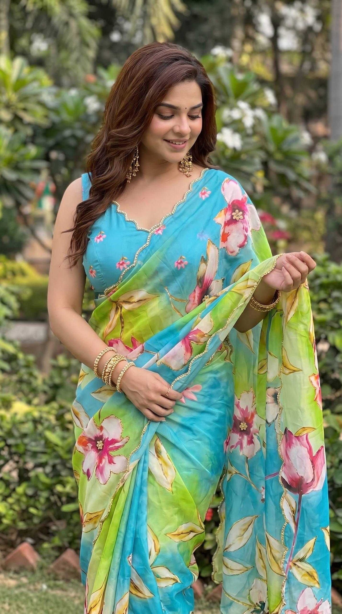 Georgette Saree in Blue