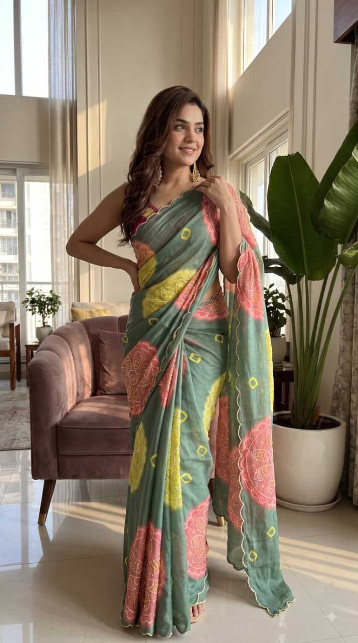 Chiffon Designer Saree in Orange