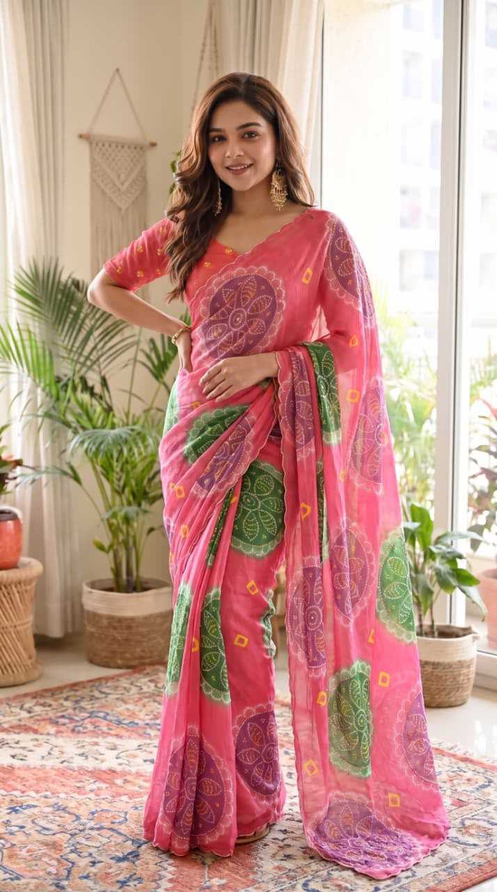 Chiffon Designer Saree in Orange