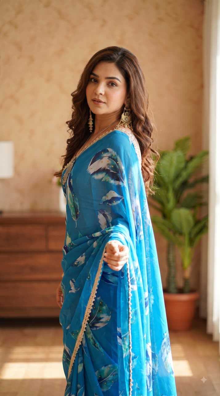 Georgette Fancy Saree in Orange
