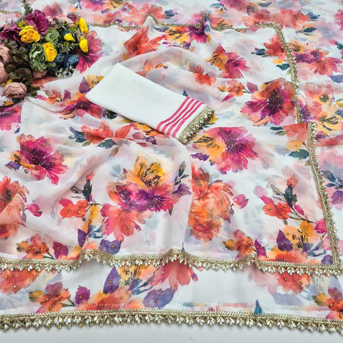 Georgette Printed Saree 4532