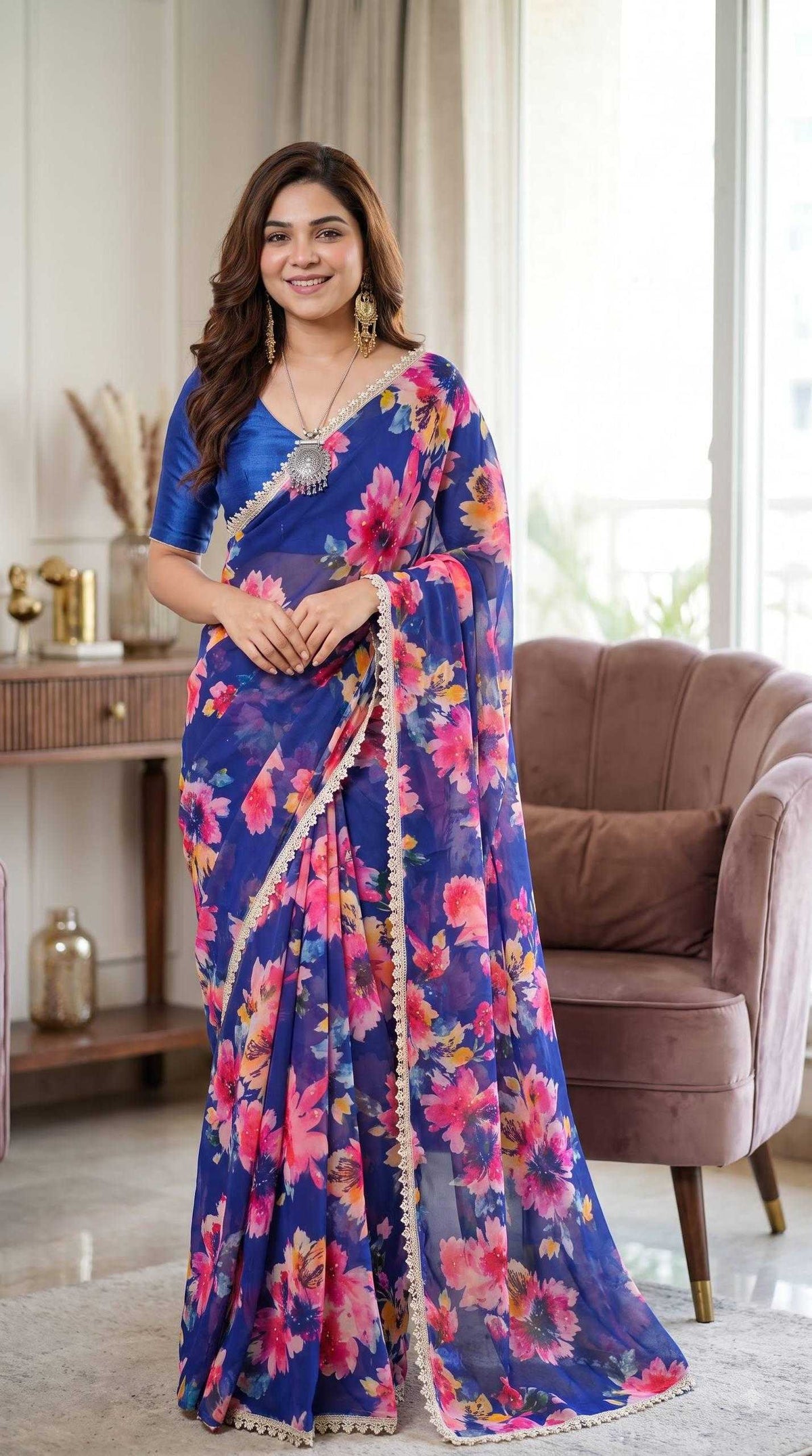 Georgette Printed Saree 4532