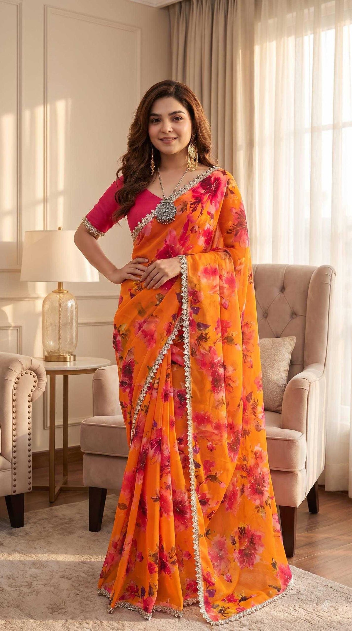 Georgette Printed Saree 4532