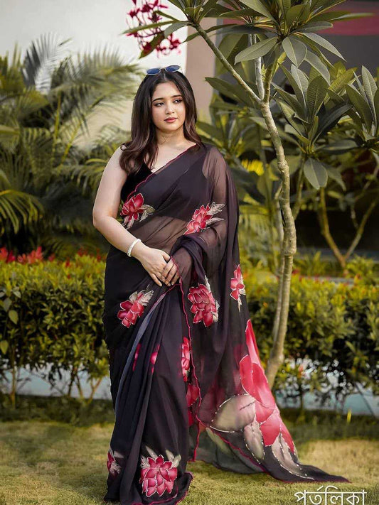Georgette Printed Saree JT-138629