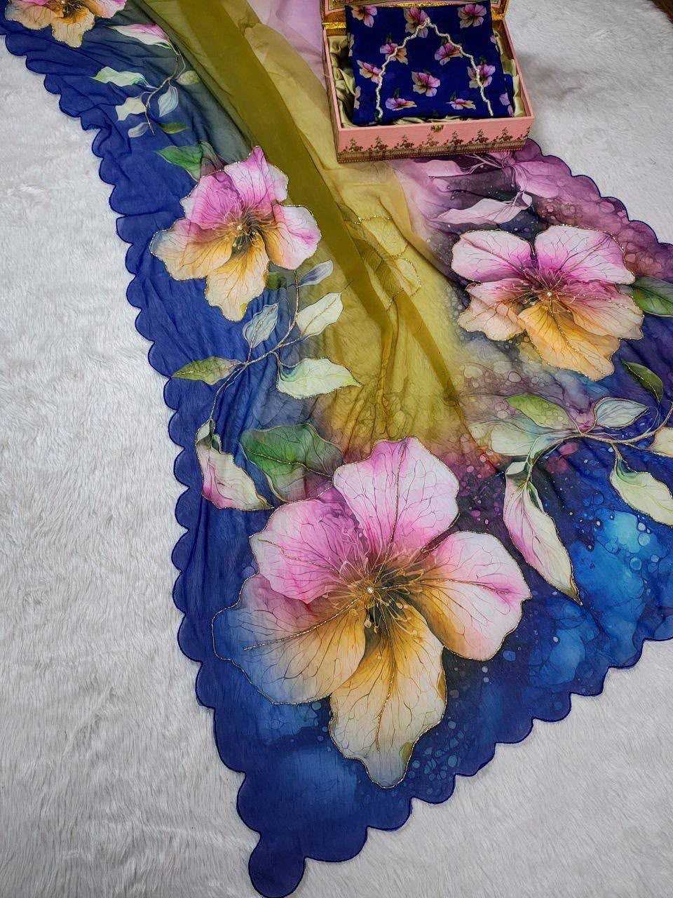 Georgette Fancy Saree in Pink