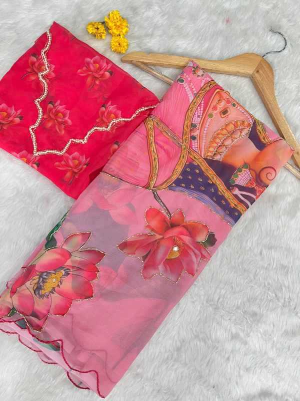 Georgette Fancy Saree in Red