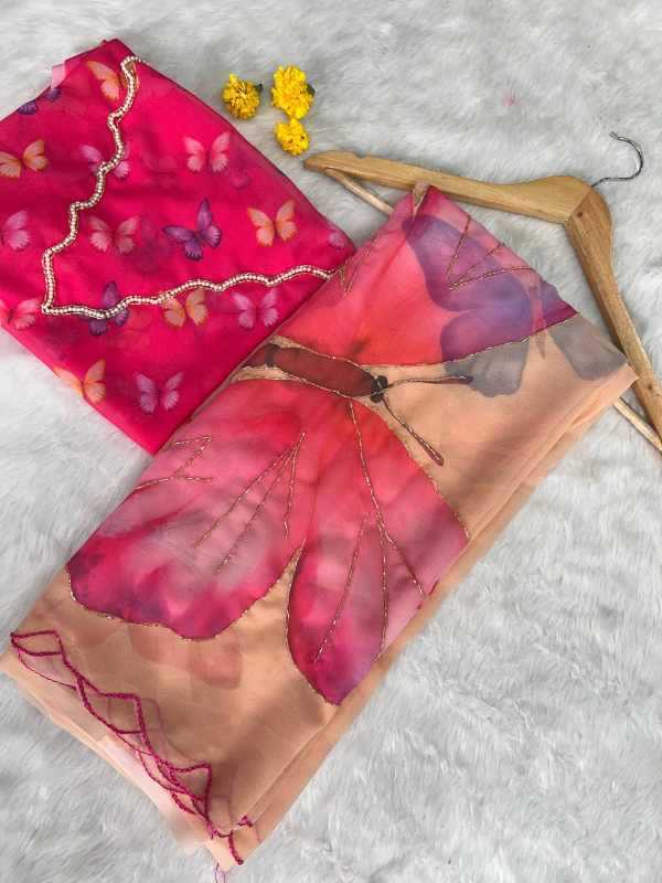Georgette Fancy Saree in Red