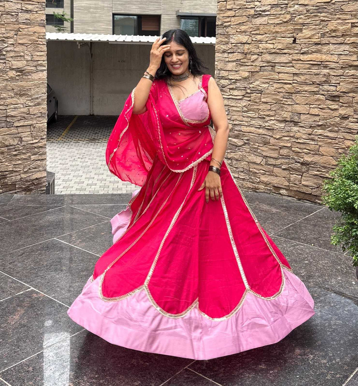 Heavy Roman Silk Wedding Lehenga