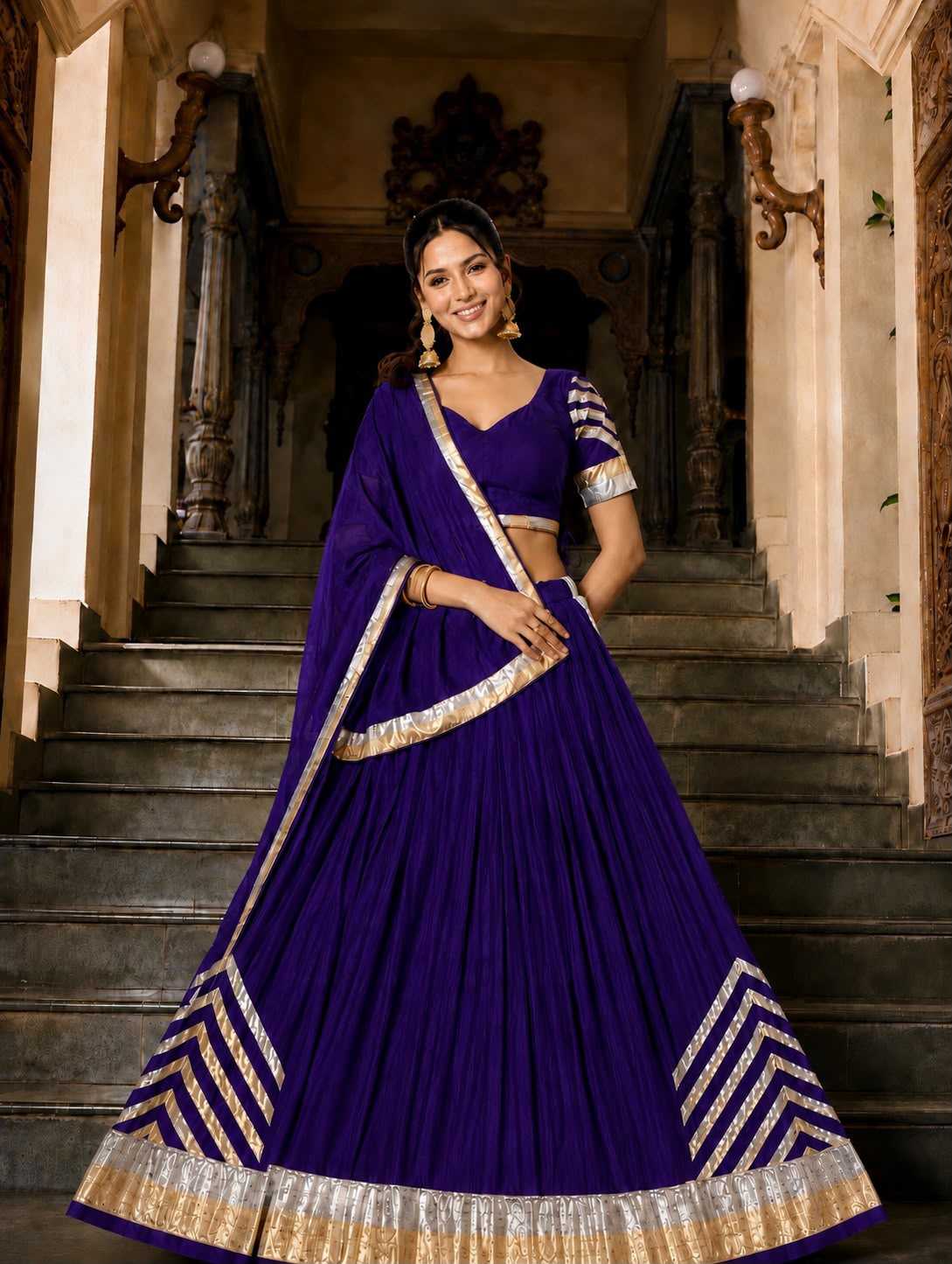 Raas Silk Cotton Designer Lehenga