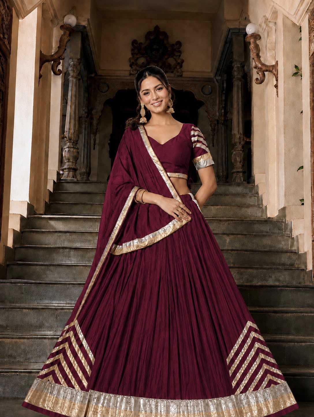 Raas Silk Cotton Designer Lehenga