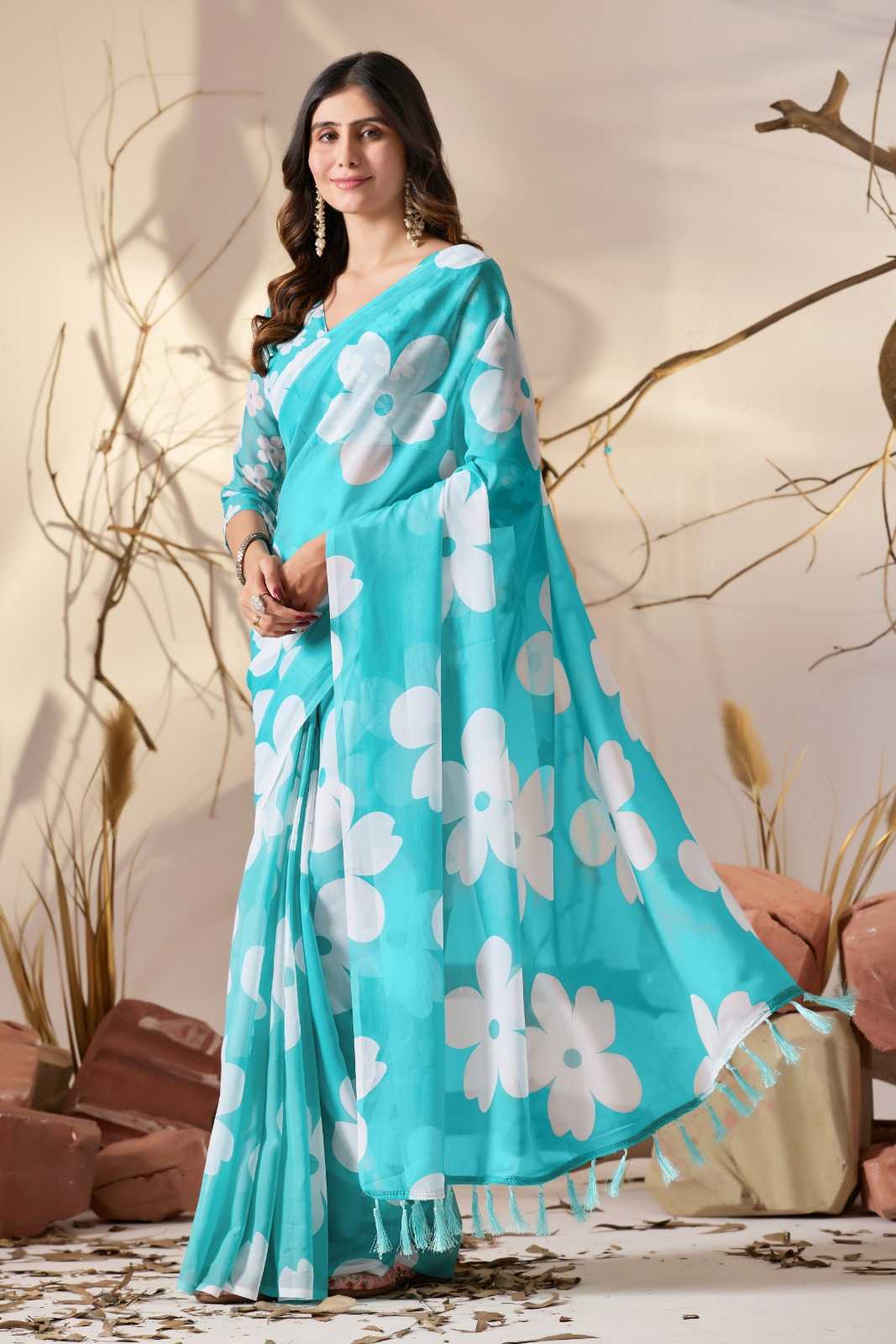 Poly Georgette Designer Saree