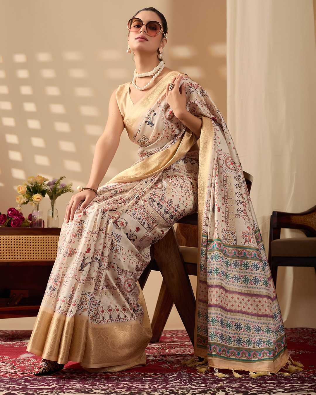 Lichi Silk Printed Saree 1046