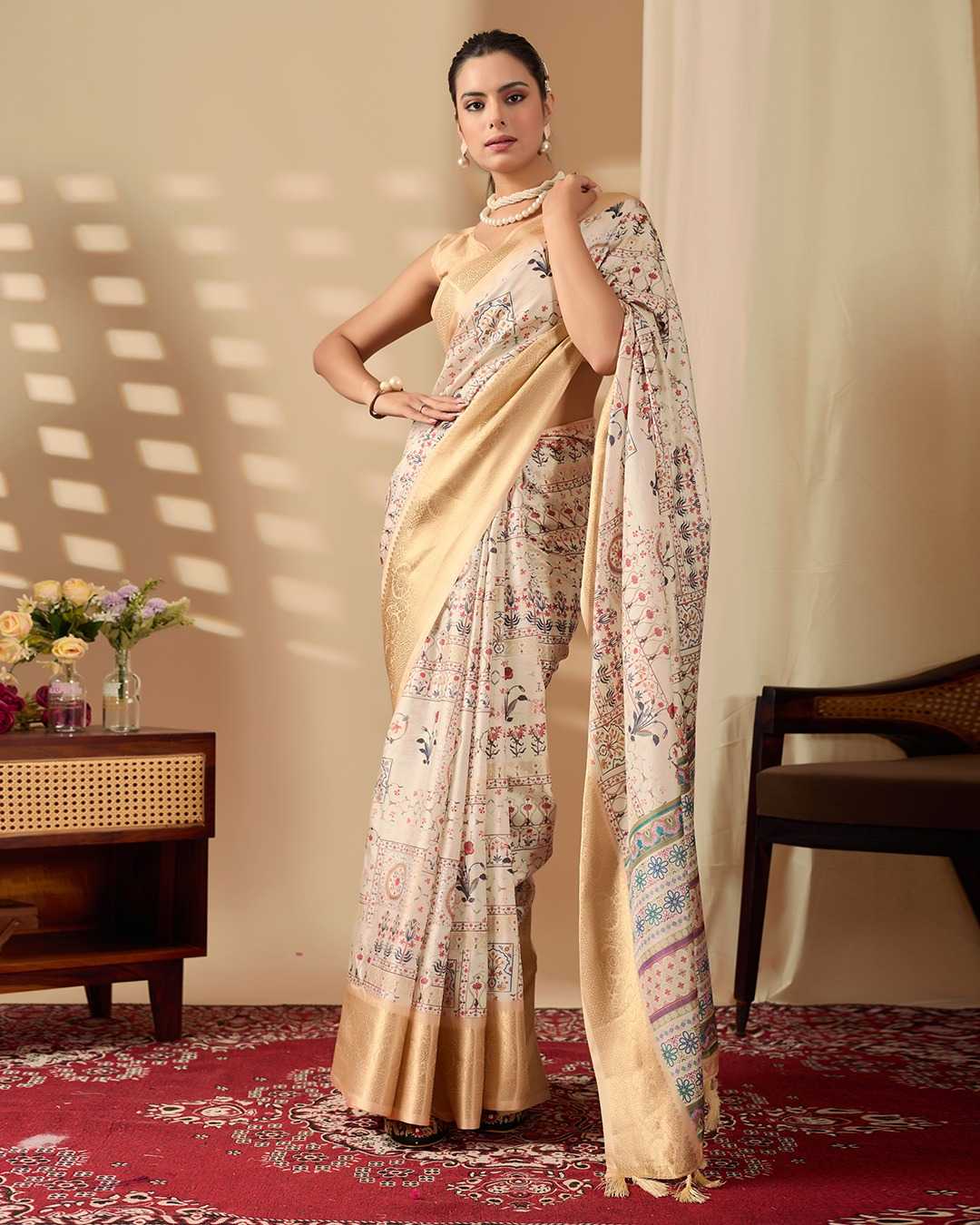 Lichi Silk Printed Saree 1046