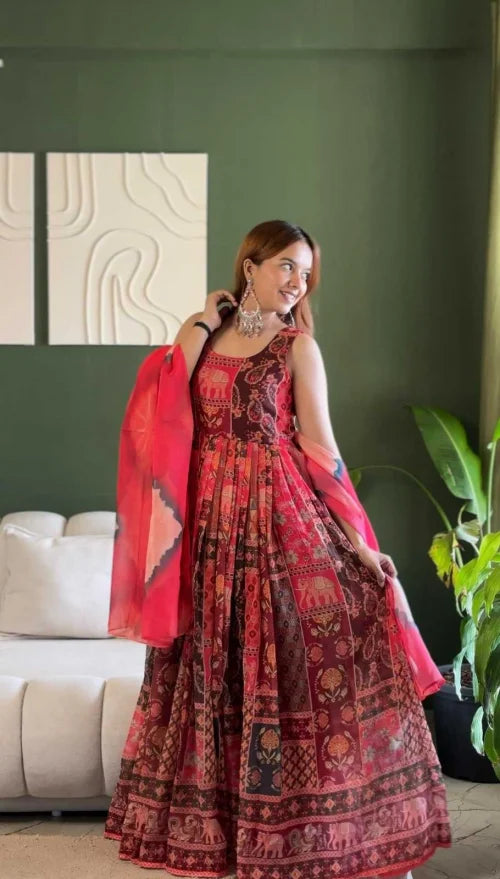 Organza Printed Gown