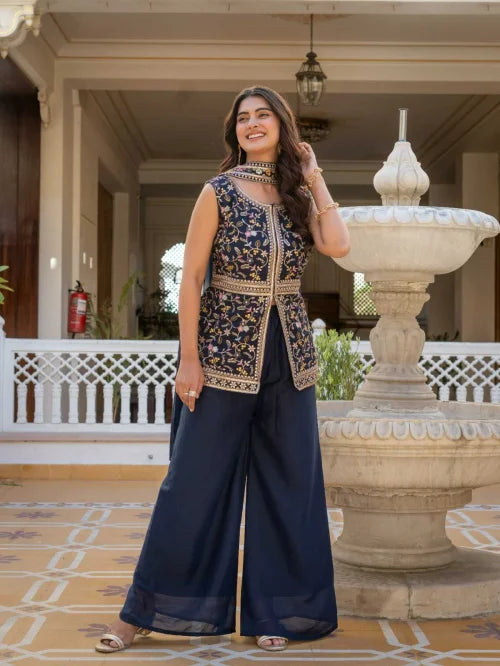 Georgette Embroidery Suit in Morpich